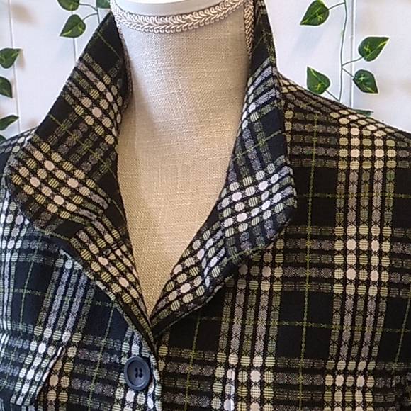 AWESOME Worthington Green, Black, and White plaid Jacket sz 14 - Picture 4 of 12